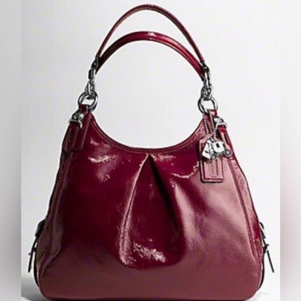 *SOLD* COACH MIA F1073-15734 Blood Red Patent Leather Shoulder Bag